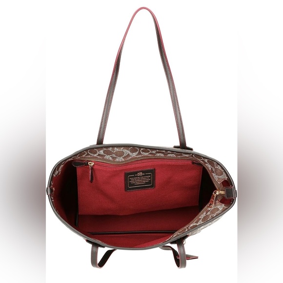 Coach Taxi Zip Top Tote in Signature Saddle Black - Picture 5 of 6